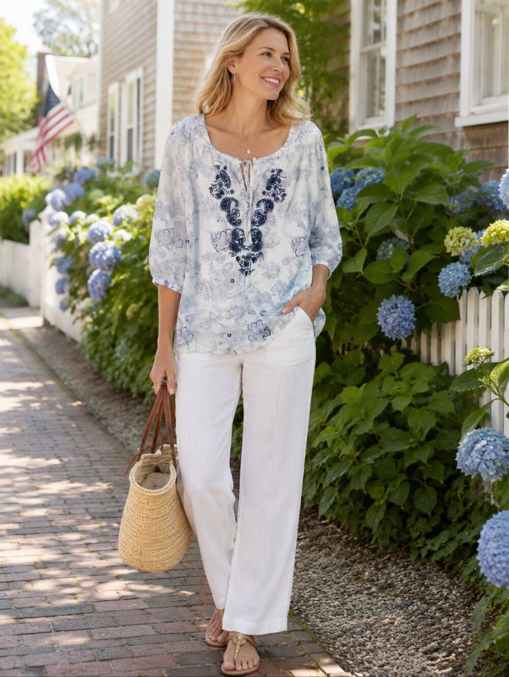 Malvin i love linen paisley embroidered tunic